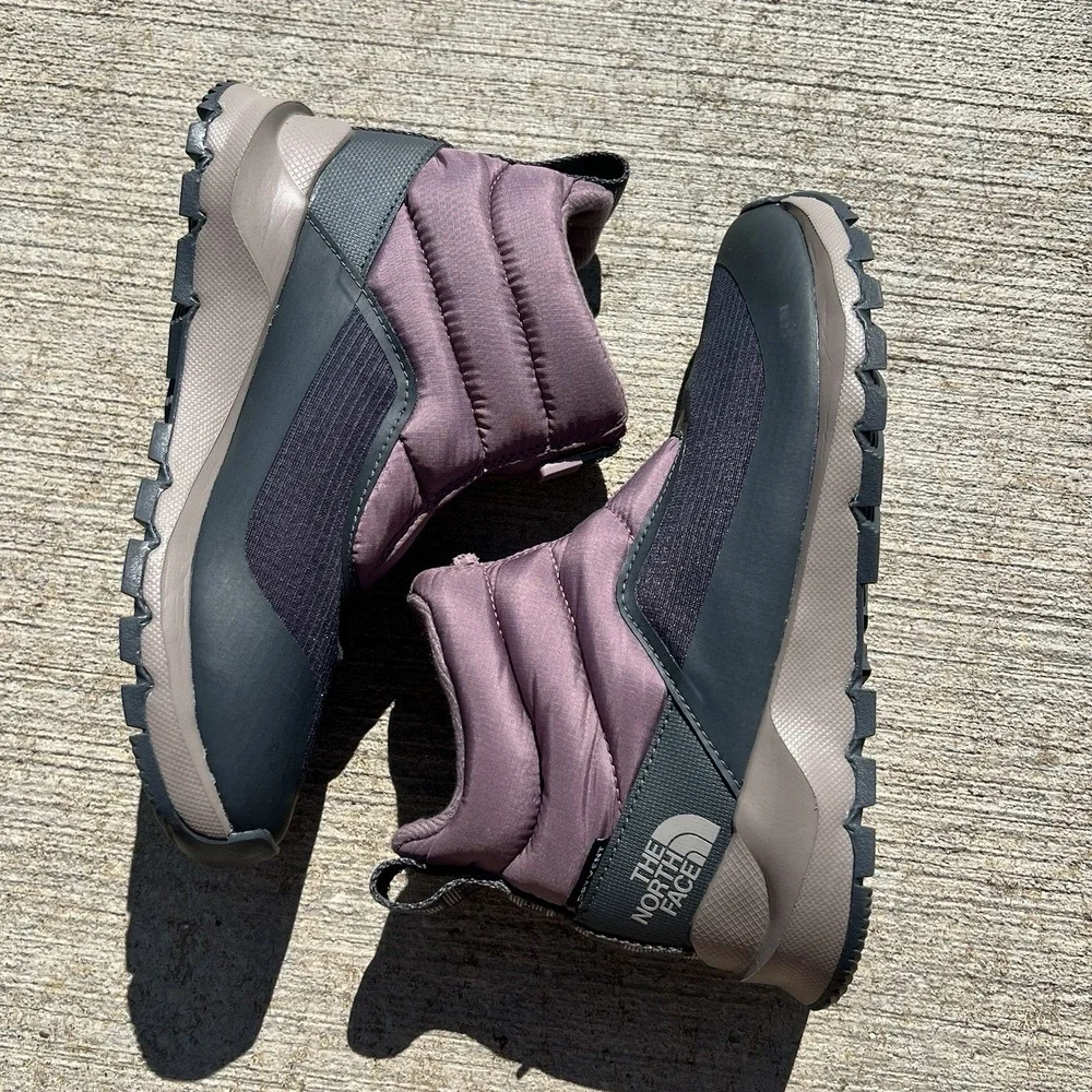 The North Face Women's ThermoBall Eco Ankle Boots Sz 5‎ Purple Gray Insulated